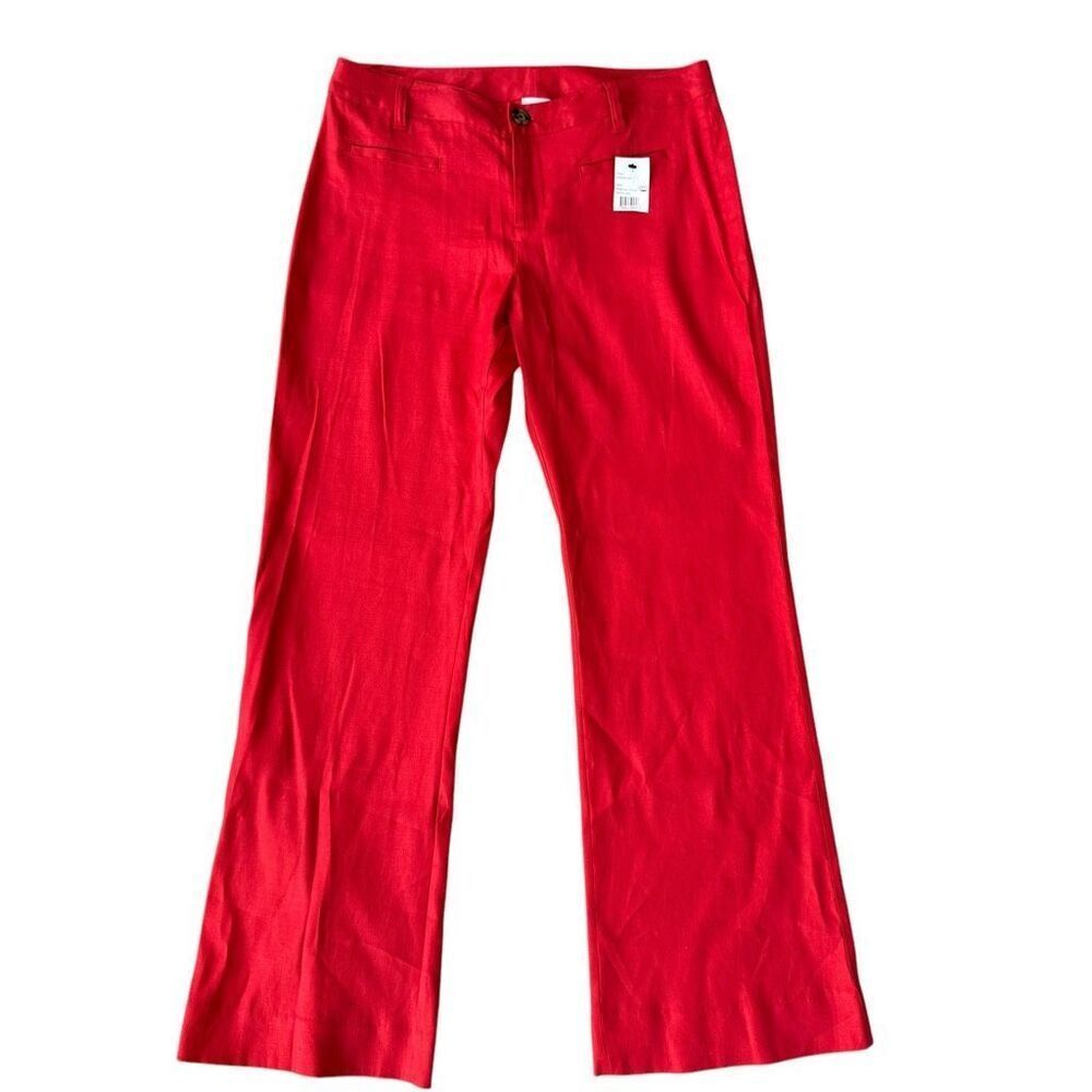 Cabi linen blend perfect Red Valentine Trouser Pants Front Pockets 10 long NWT